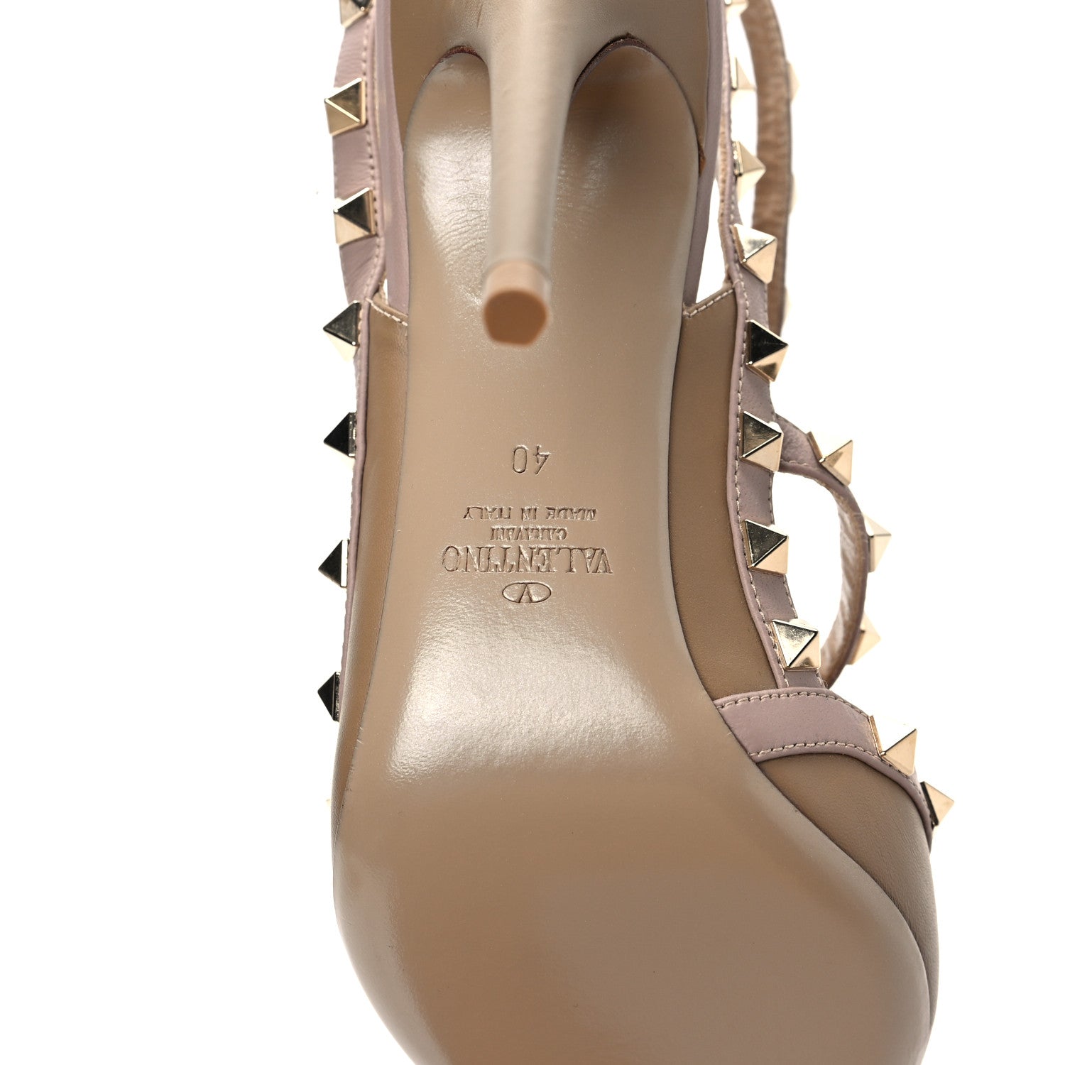 Valentino Garavani Calfskin Nappa Rockstud Ankle Strap 100mm Pumps 40 Alpaca Poudre 6 of 8