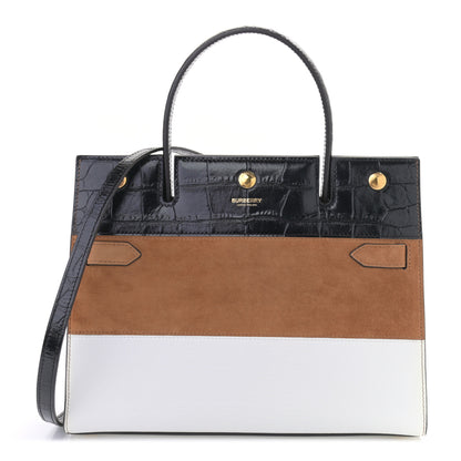 Burberry Deerskin Suede Crocodile Embossed Calfskin Medium Title Bag 1 of 9