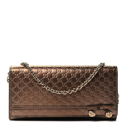 Gucci Metallic Microguccissima Signature Chain Wallet Bronze 1 of 8