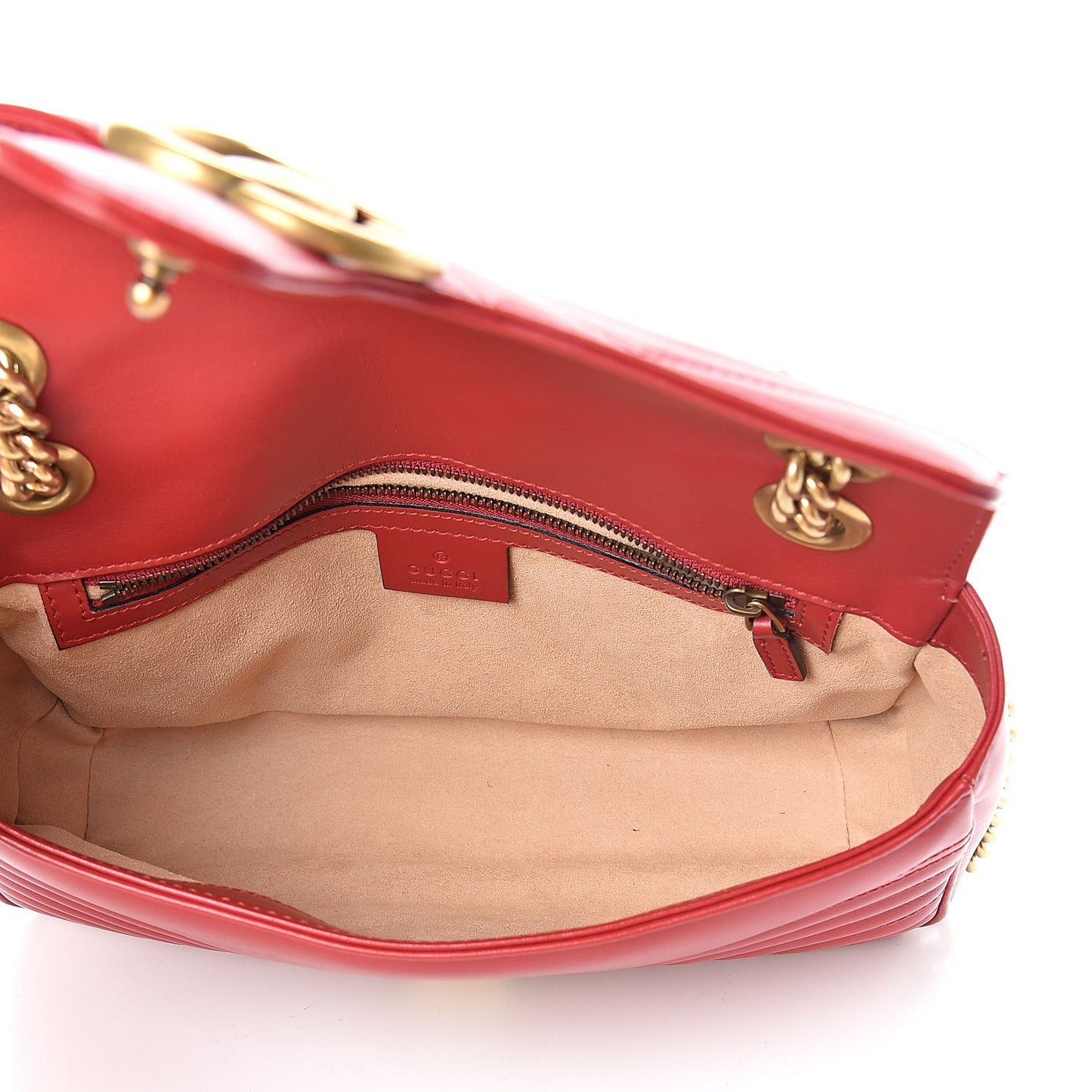 Calfskin Matelasse Small GG Marmont Shoulder Bag Hibiscus Red