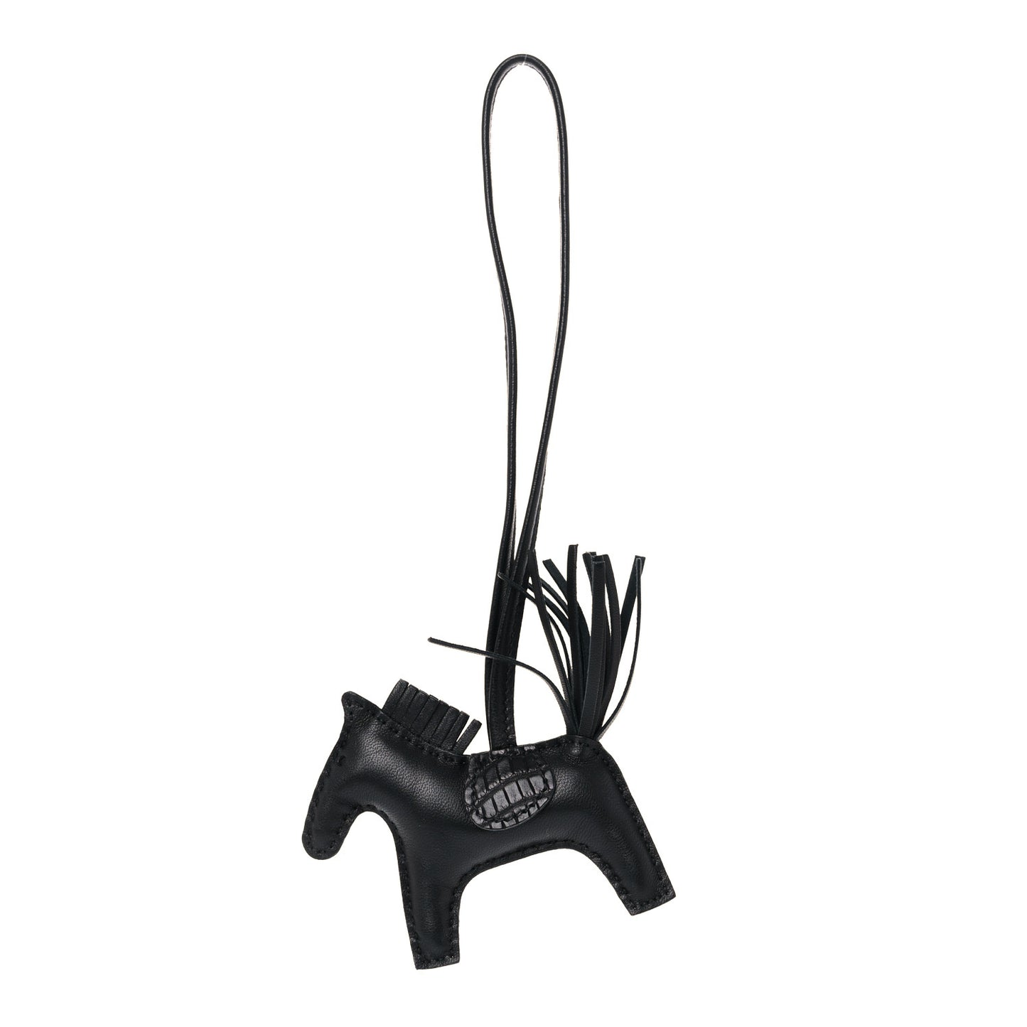 Milo Lambskin Matte Alligator Touch Grigri Rodeo Horse Bag Charm PM So Black