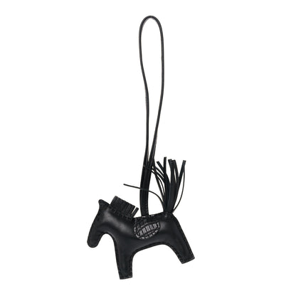 Hermes Milo Lambskin Matte Alligator Touch Grigri Rodeo Horse Bag Charm PM So Black 1 of 4