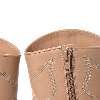 Valentino Garavani Calfskin Embroidered Texan 50mm Cowboy Ankle Boots 35.5 Naturale 8 of 13