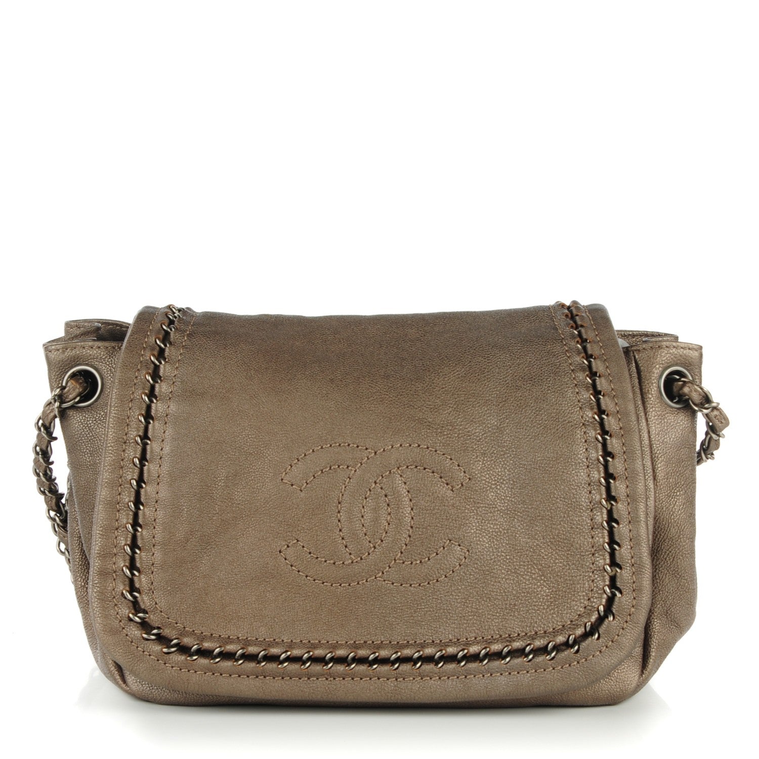 Chanel Metallic Goatskin Luxe Ligne Flap Dark Silver 1 of 7