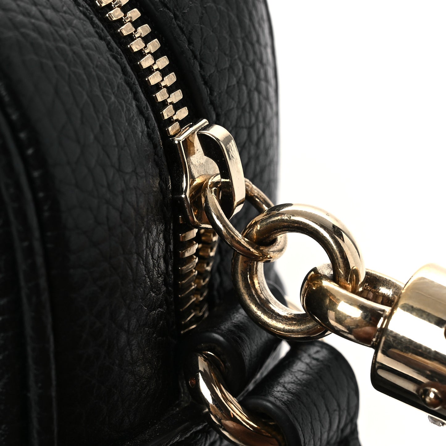 Pebbled Calfskin Small Soho Disco Bag Black