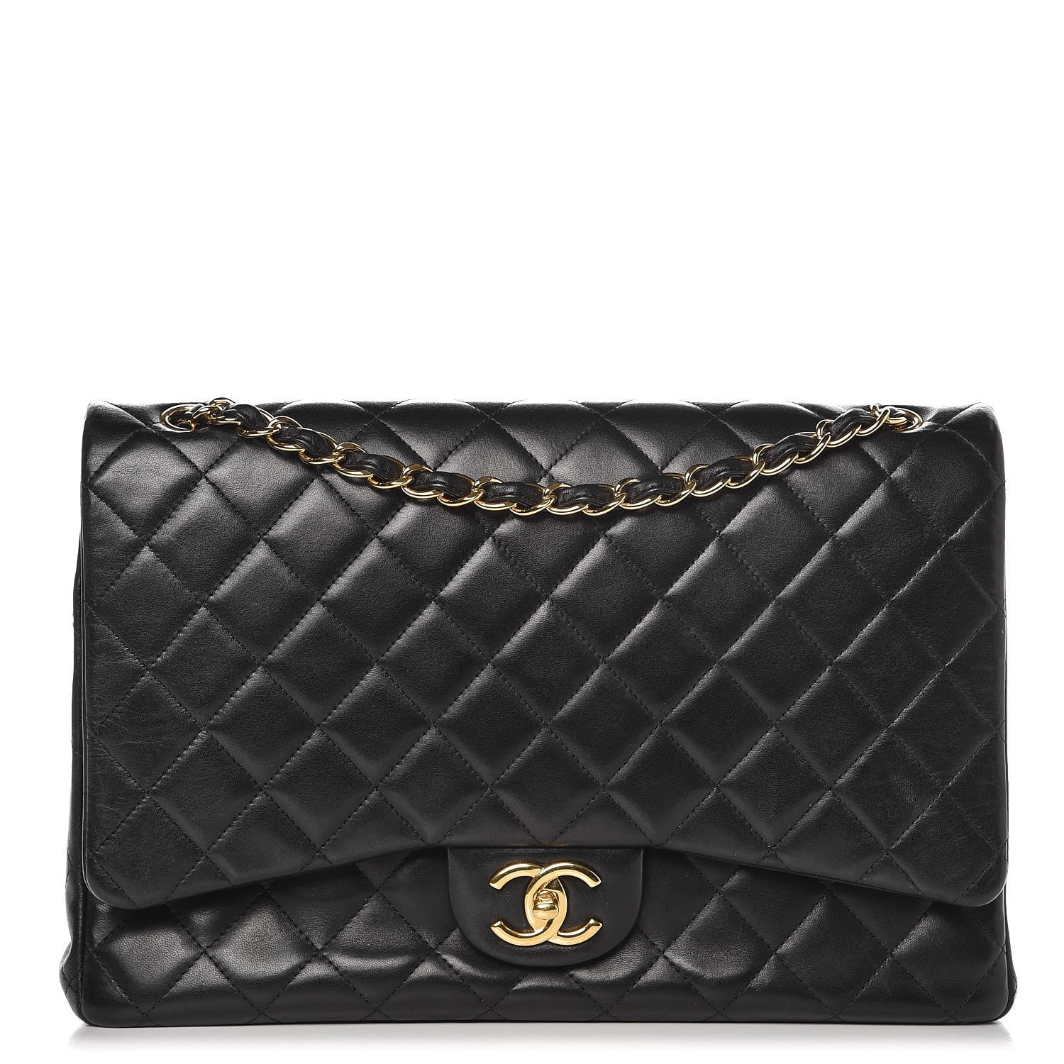 Chanel Lambskin Quilted Maxi Double Flap Black 1 of 14