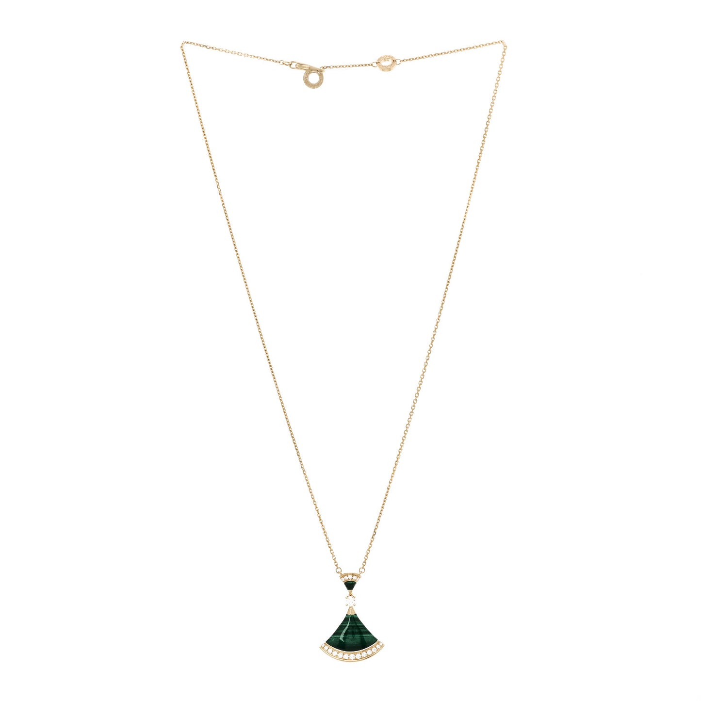 18K Yellow Gold Diamond Malachite Divas' Dream Pendant Necklace