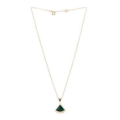 Bulgari 18K Yellow Gold Diamond Malachite Divas' Dream Pendant Necklace 3 of 7