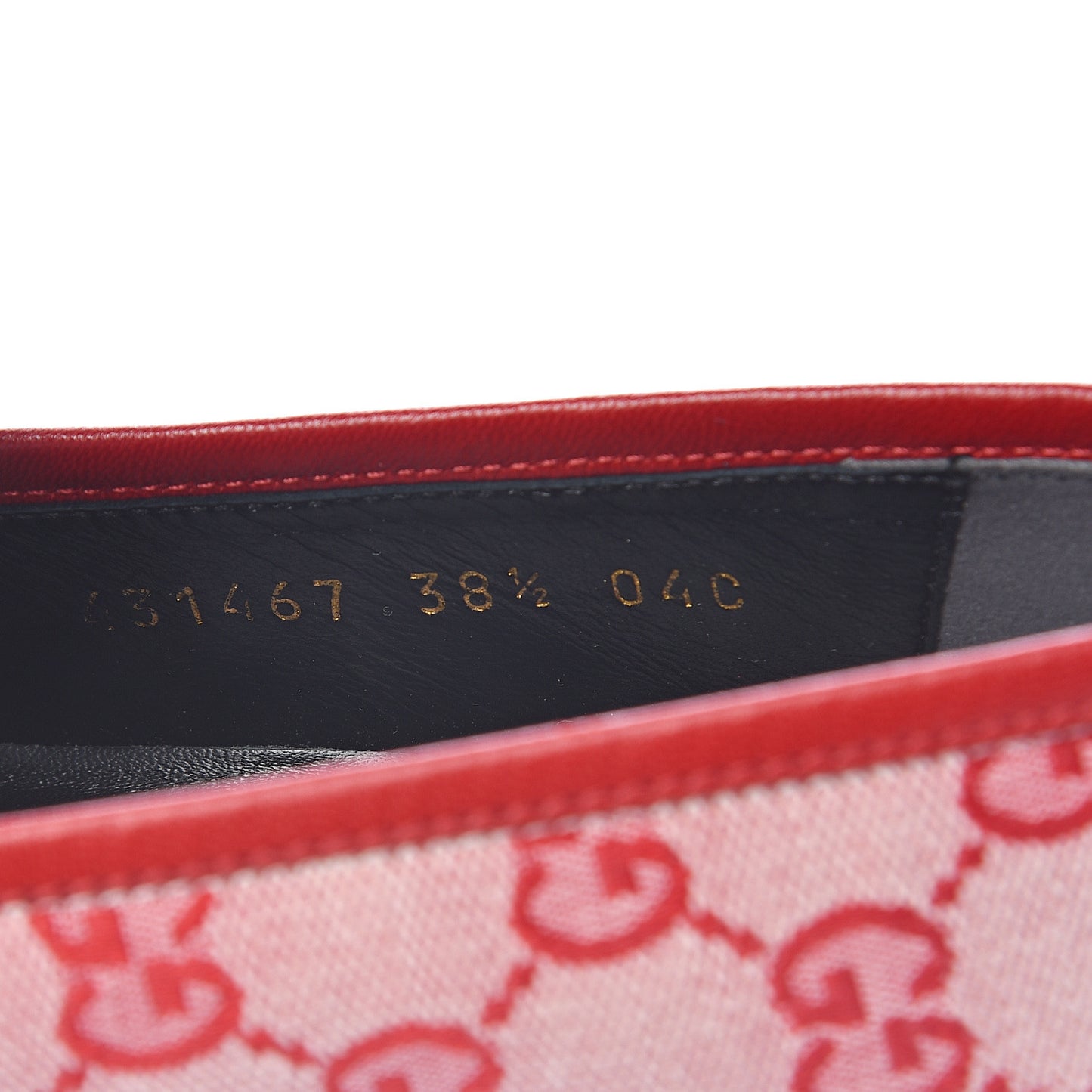 Canvas GG Monogram Horsebit Womens Jordaan Loafers 38.5 Gardenia Hibiscus Red