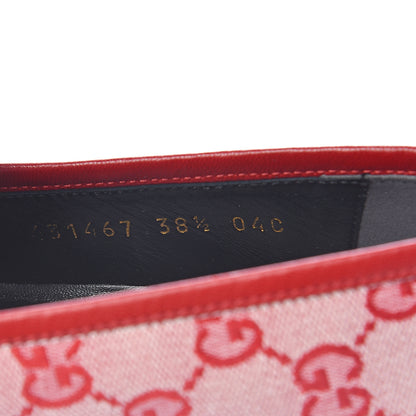Gucci Canvas GG Monogram Horsebit Womens Jordaan Loafers 38.5 Gardenia Hibiscus Red 6 of 10