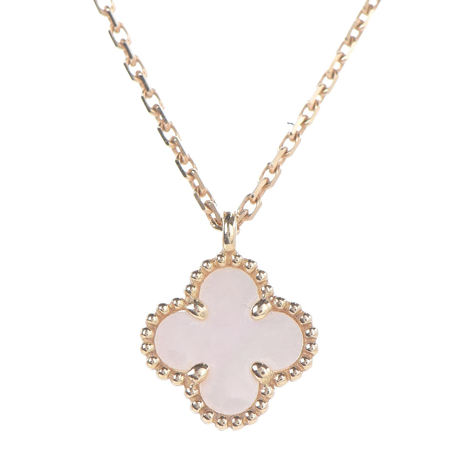 Van Cleef & Arpels 18K Yellow Gold Mother of Pearl Sweet Alhambra Pendant Necklace 4 of 8