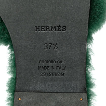 Hermes Woolskin Oran Sandals 37.5 Vert Anglais 7 of 8
