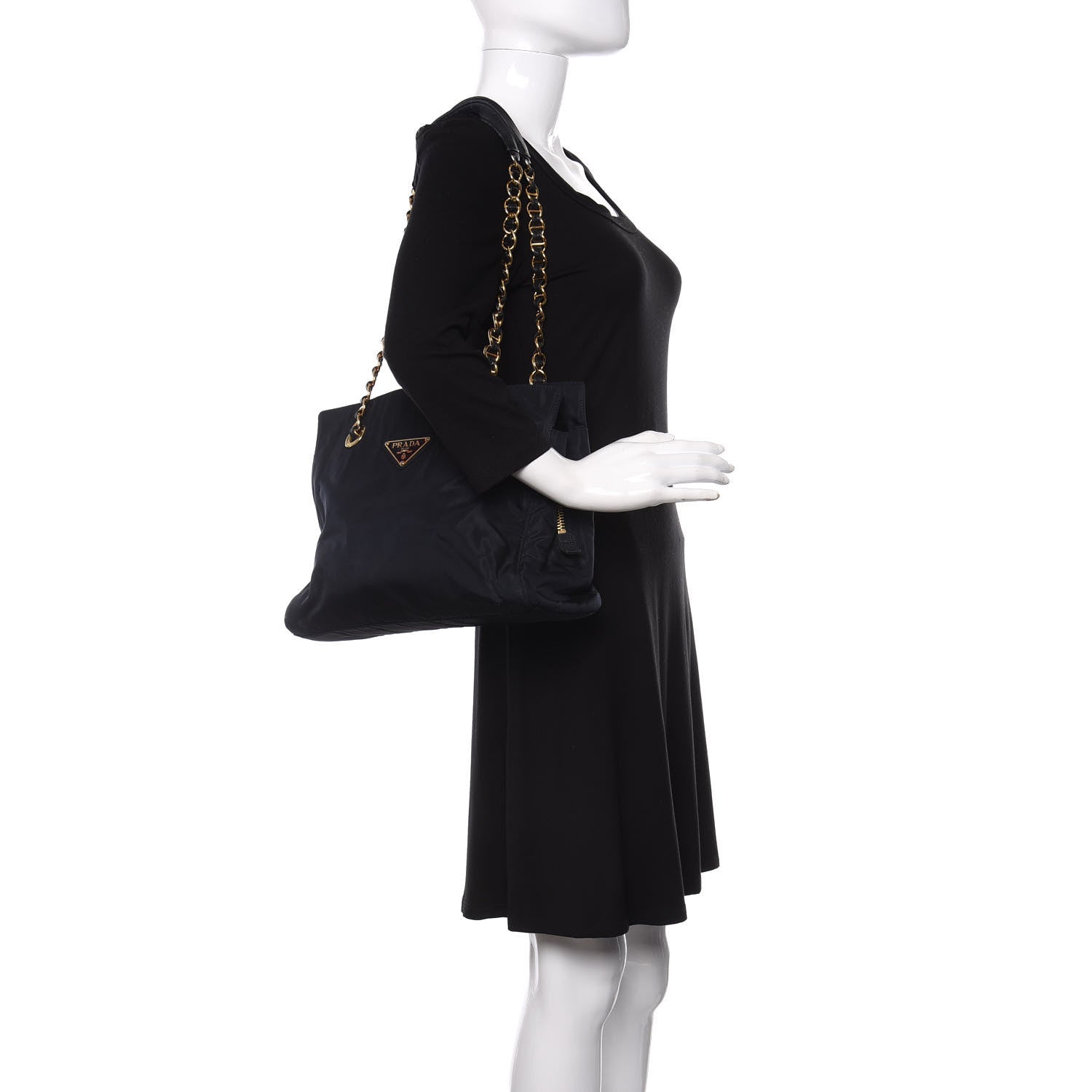 Prada Tessuto Nylon Chain Shoulder Bag Baltico 2 of 12