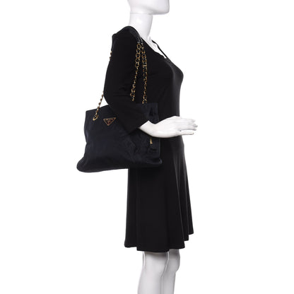 Prada Tessuto Nylon Chain Shoulder Bag Baltico 2 of 12