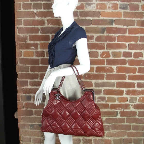 Lambskin Large In and Out Tote Red