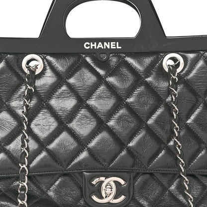 Chanel Glazed Calfskin Quilted Large CC Delivery Tote Black 8 of 14