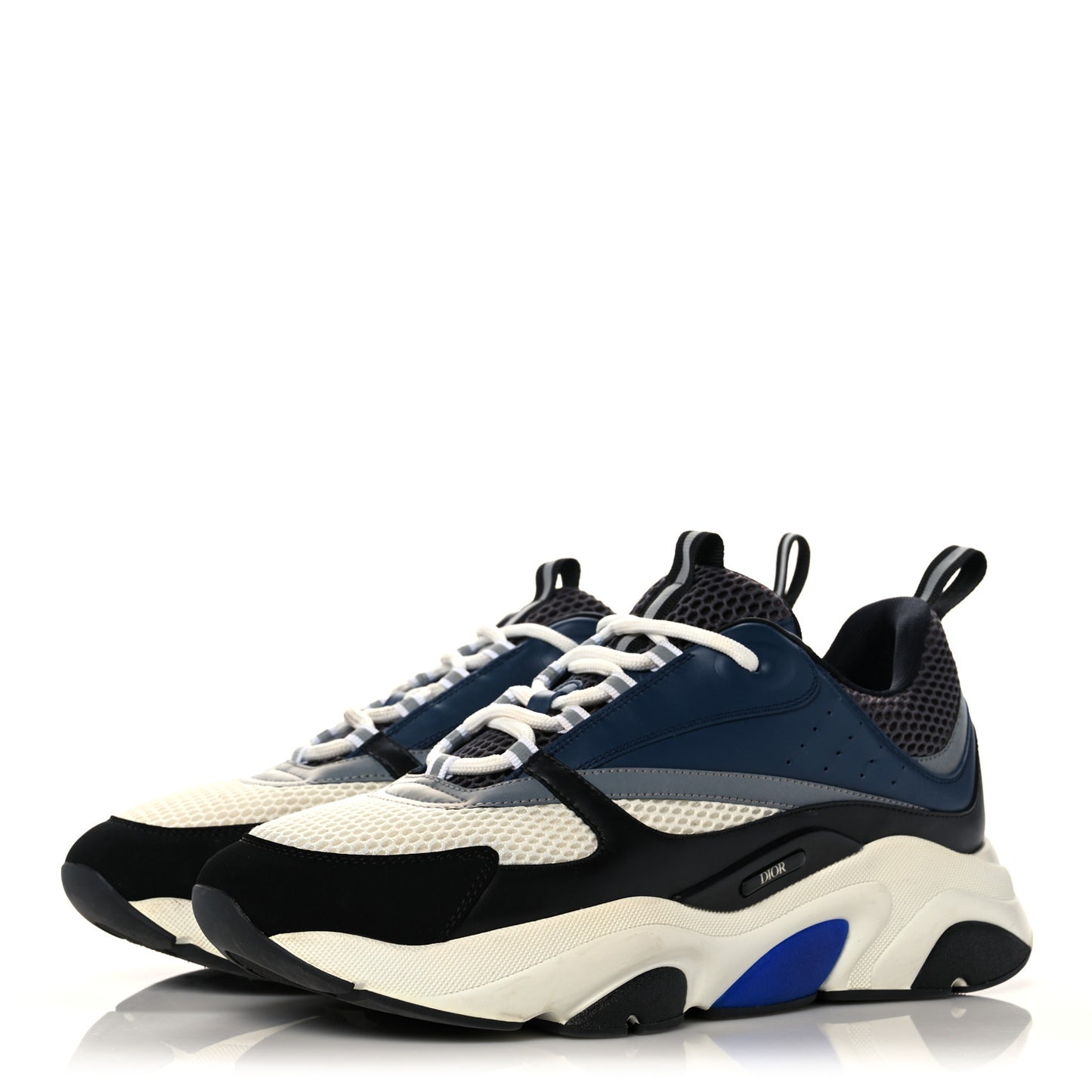 Technical Mesh Calfskin Mens B22 Sneakers 45 Blue Black