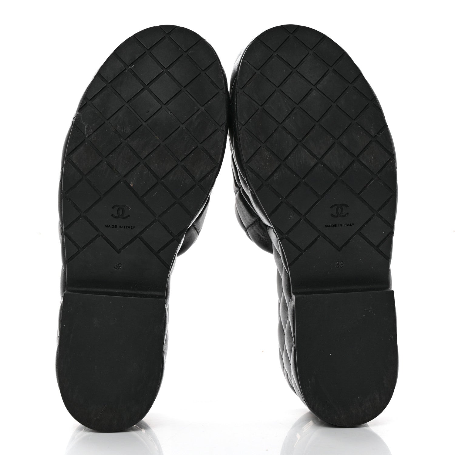 Chanel Lambskin Quilted CC Mules Wedge Sandals 39 Black 6 of 9