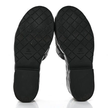Chanel Lambskin Quilted CC Mules Wedge Sandals 39 Black 6 of 9