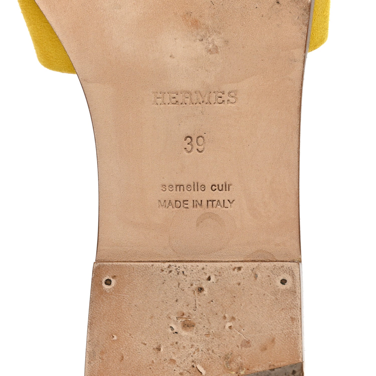 Hermes Suede Goatskin Oran Sandals 39 Jaune Sable 6 of 8