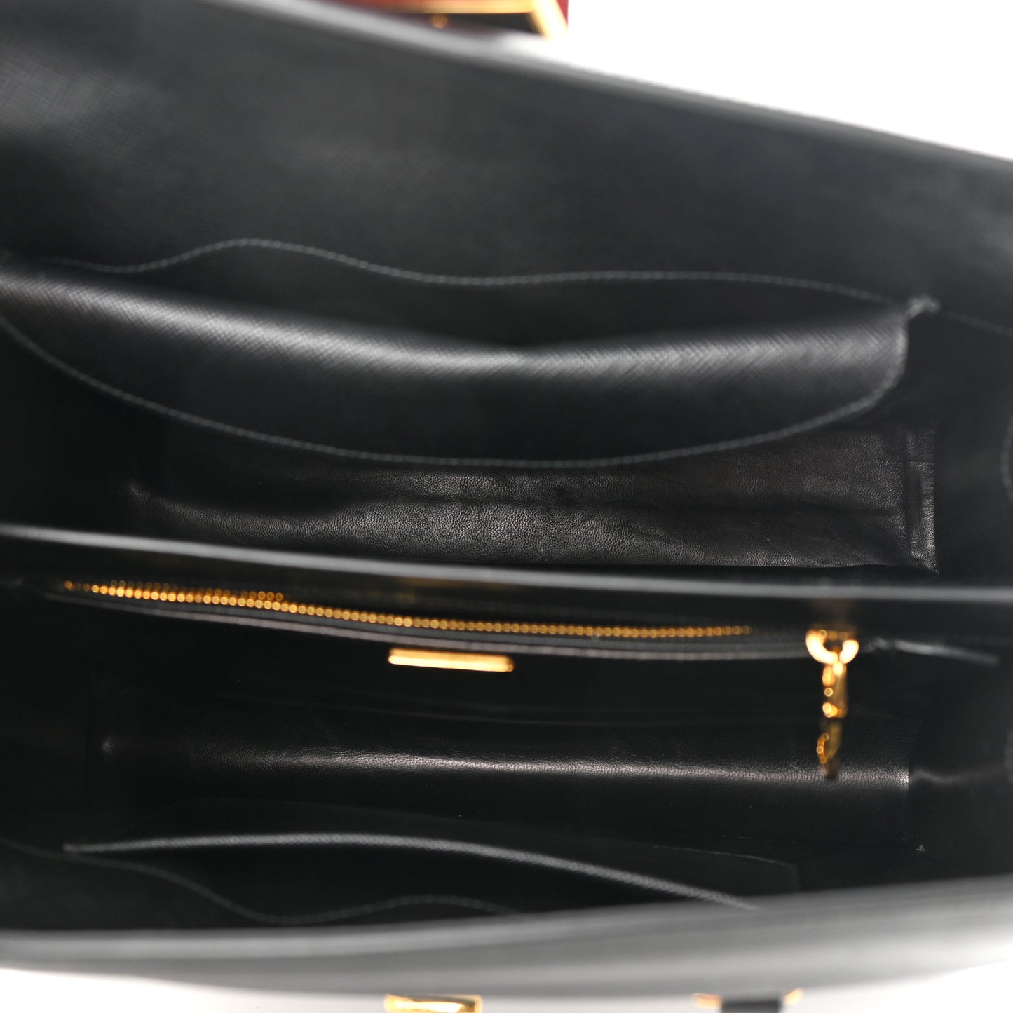 Saffiano Tri-Color Turn Lock Satchel Black Bianco Rosso