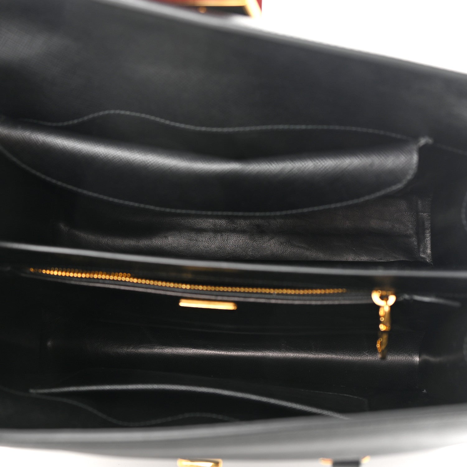 Prada Saffiano Tri-Color Turn Lock Satchel Black Bianco Rosso 5 of 10