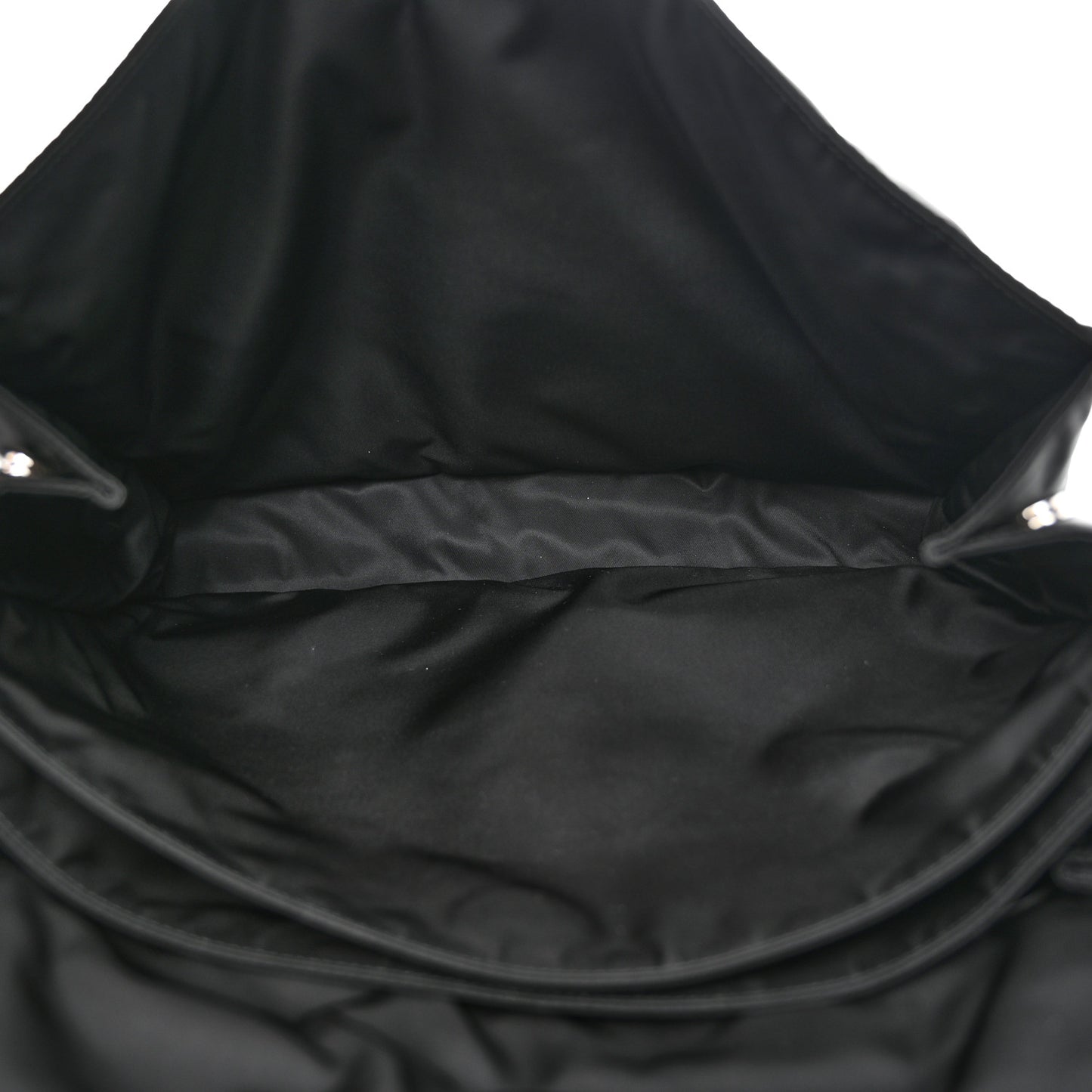 Re-Nylon Vitello Padded Large Flap Shoulder Bag Black