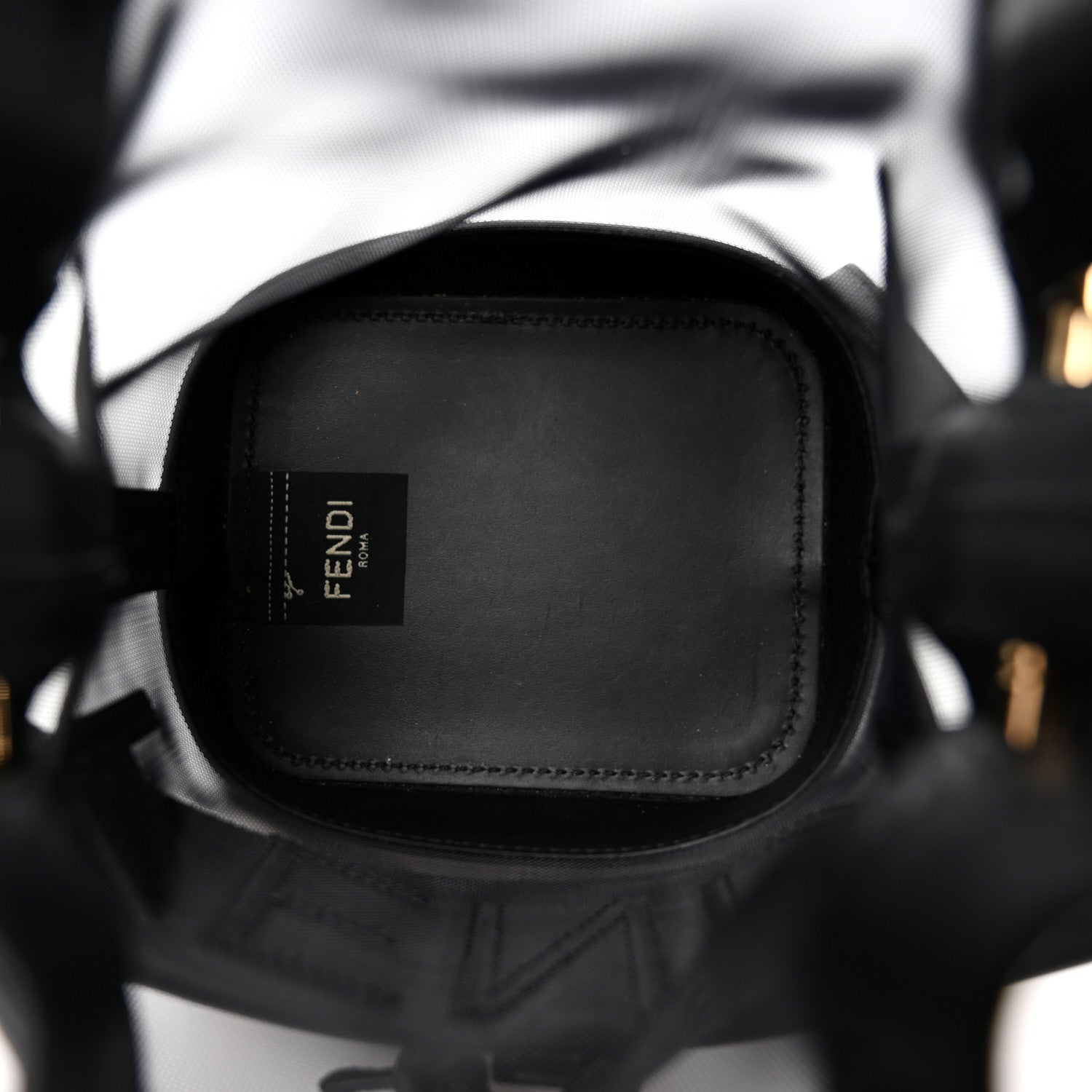 Fendi Mesh Vitello King F is Fendi Logo Embroidered Mini Mon Tresor Bucket Bag Black 5 of 10