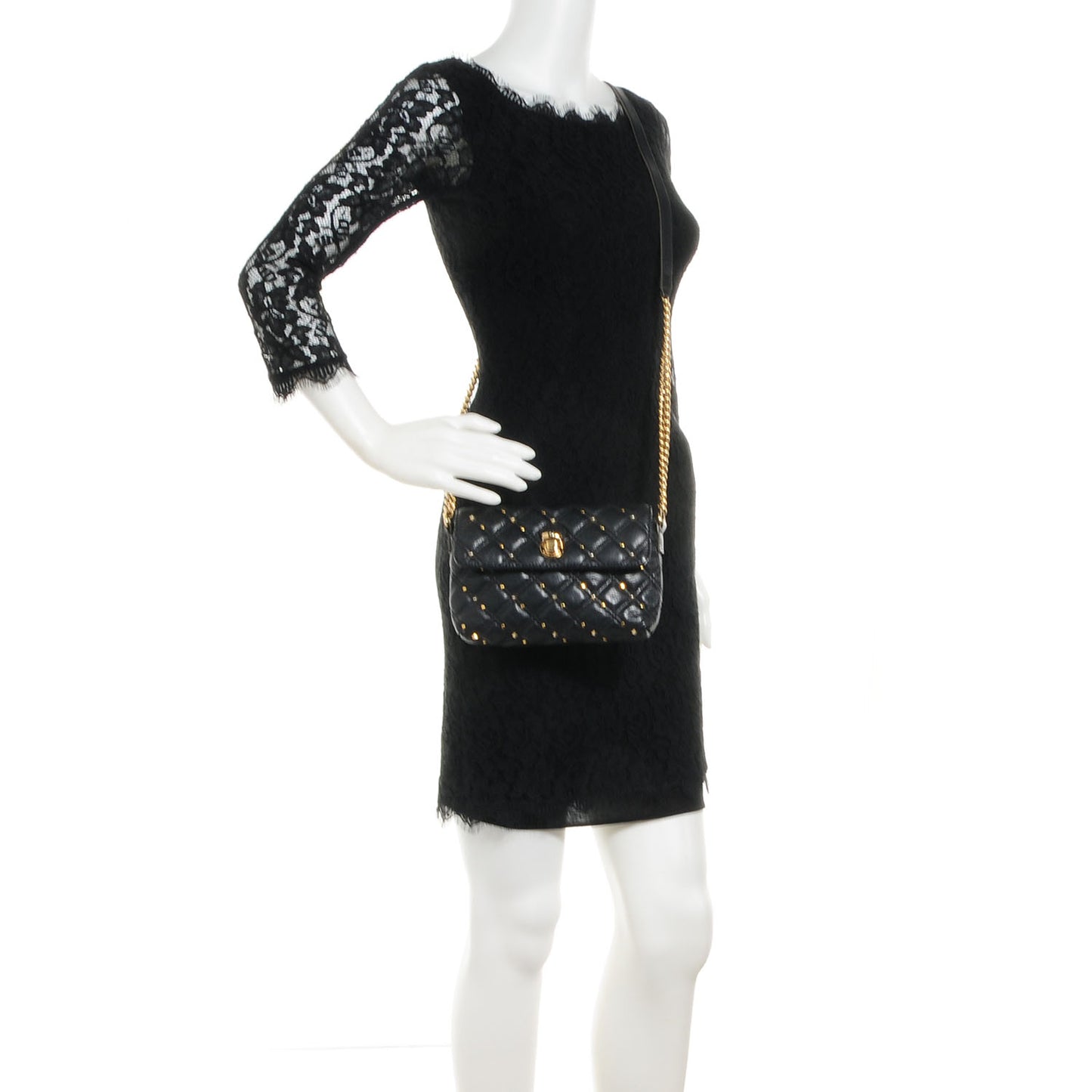 Leather Stardust Crossbody Flap Black