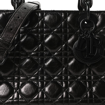 Christian Dior Crinkled Calfskin Cannage Medium Lady Dior Black 8 of 10