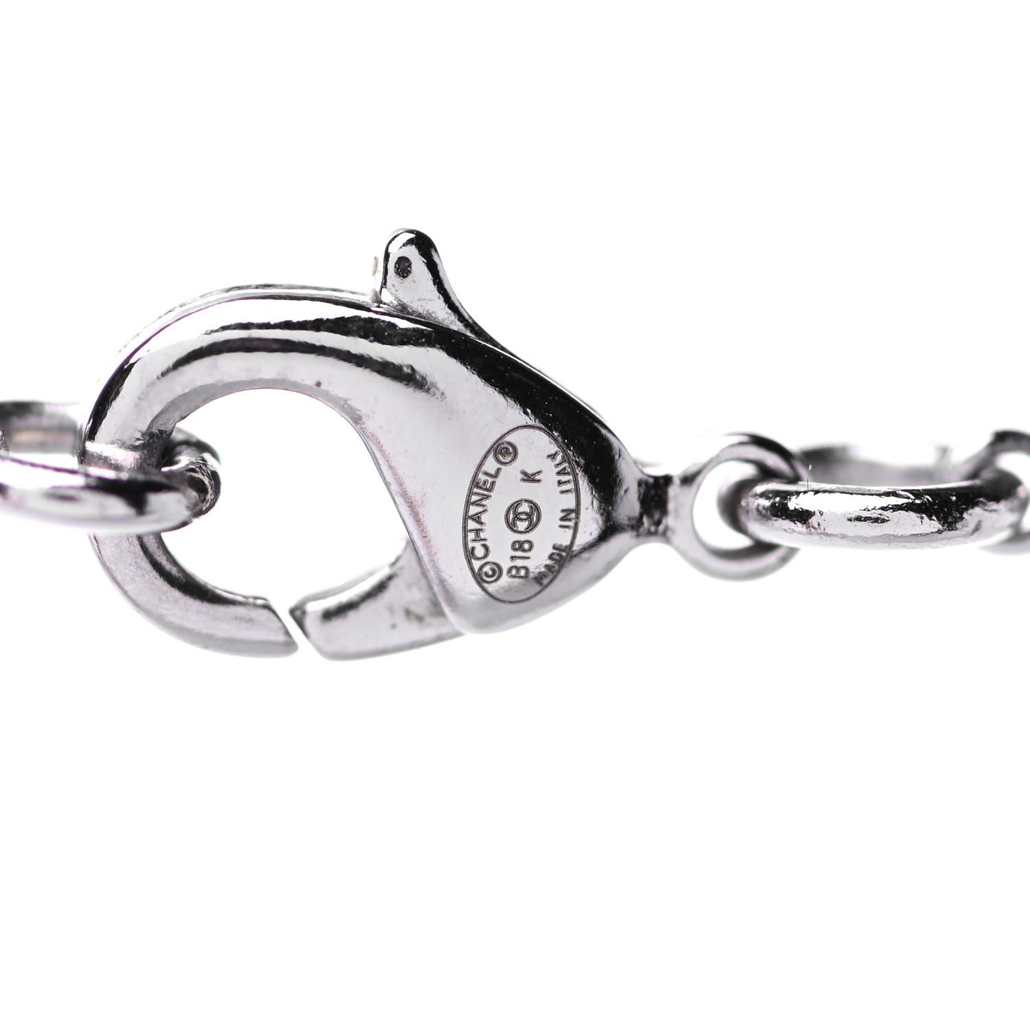 Lambskin Baguette Crystal CC Necklace Black Silver
