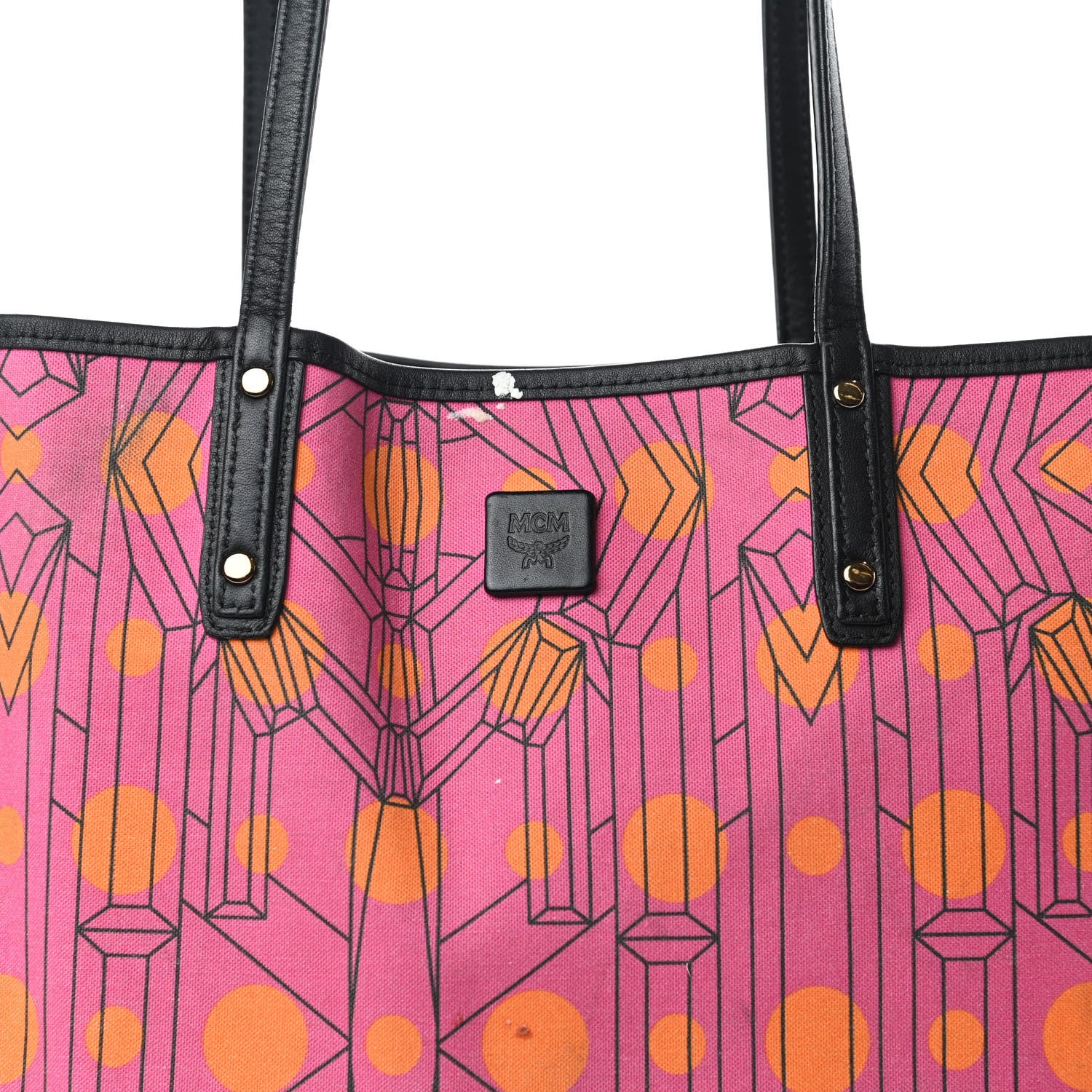 MCM Visetos Medium Project Reversible Shopper Tote Cognac 15 of 15