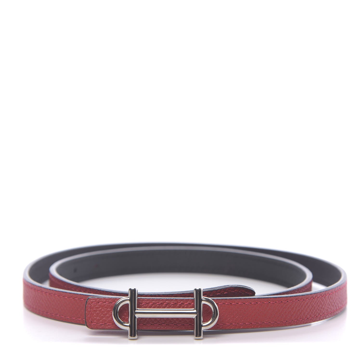 Hermes Epsom Swift 13mm Gamma Belt 75 Rouge Casaque Black 1 of 6