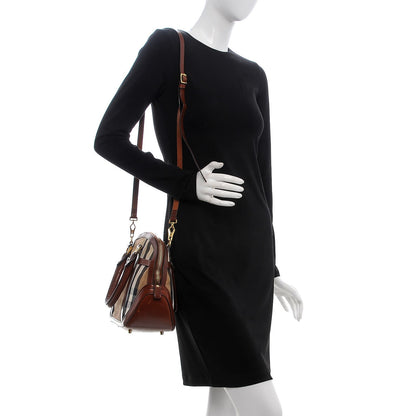 Burberry Bridle Calfskin House Check Small Orchard Bowling Bag Deep Claret 2 of 12