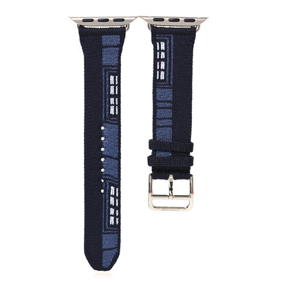 Hermes Nylon Weave Faubourg Apple Watch Single Tour Band Bleu Nuit 1 of 12
