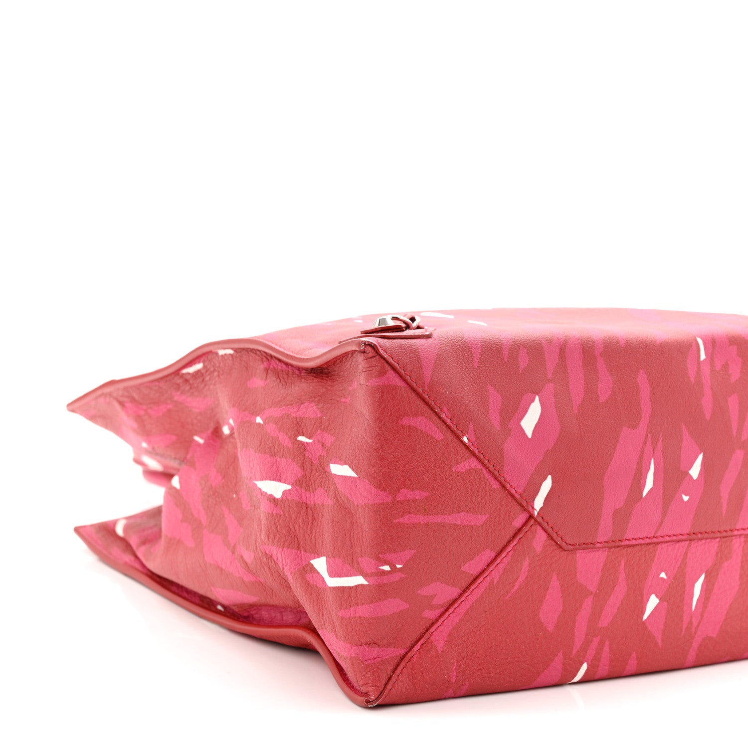 Balenciaga Supple Calfskin Printed Papier A5 Zip Around Tote Red Pink White 10 of 13