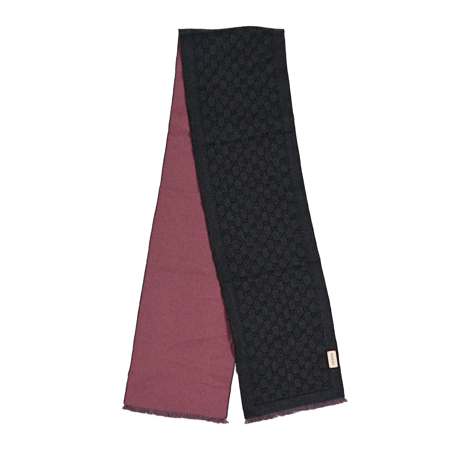 Gucci Wool GG Monogram Lonarin Fringe Scarf Anthracite Pink 2 of 4