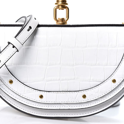 Chloe Calfskin Crocodile Embossed Small Nile Bracelet Minaudiere Bag White 6 of 8