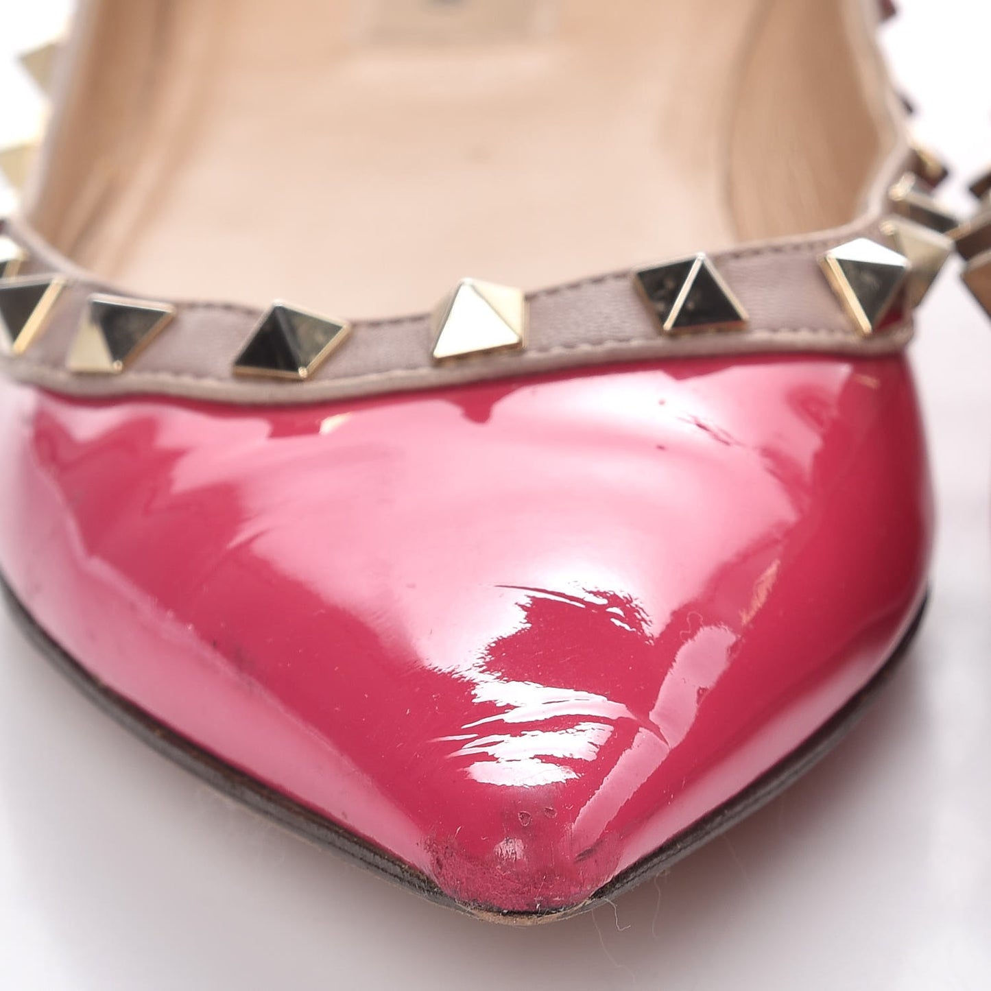 Patent Nappa Rockstud Ballerina Flats 38 Framboise Poudre