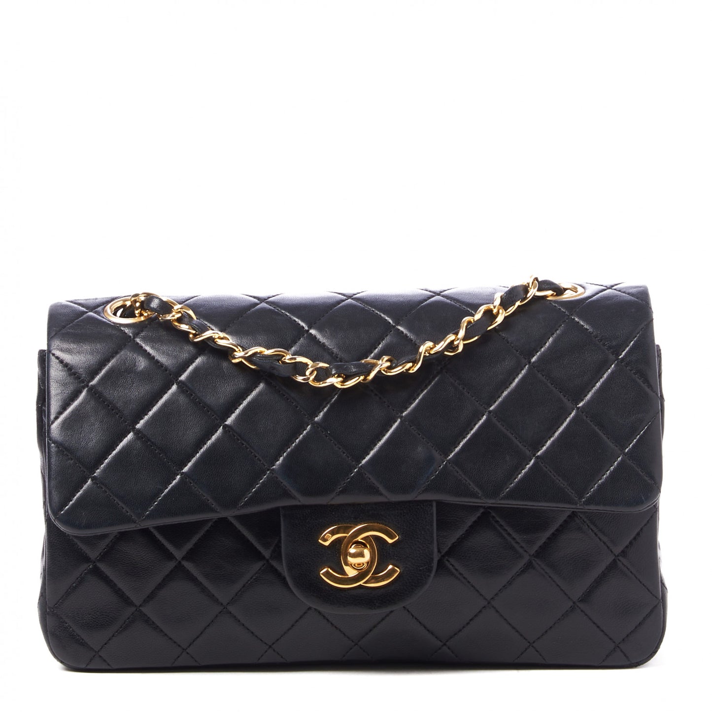 Lambskin Quilted Small Double Flap Black