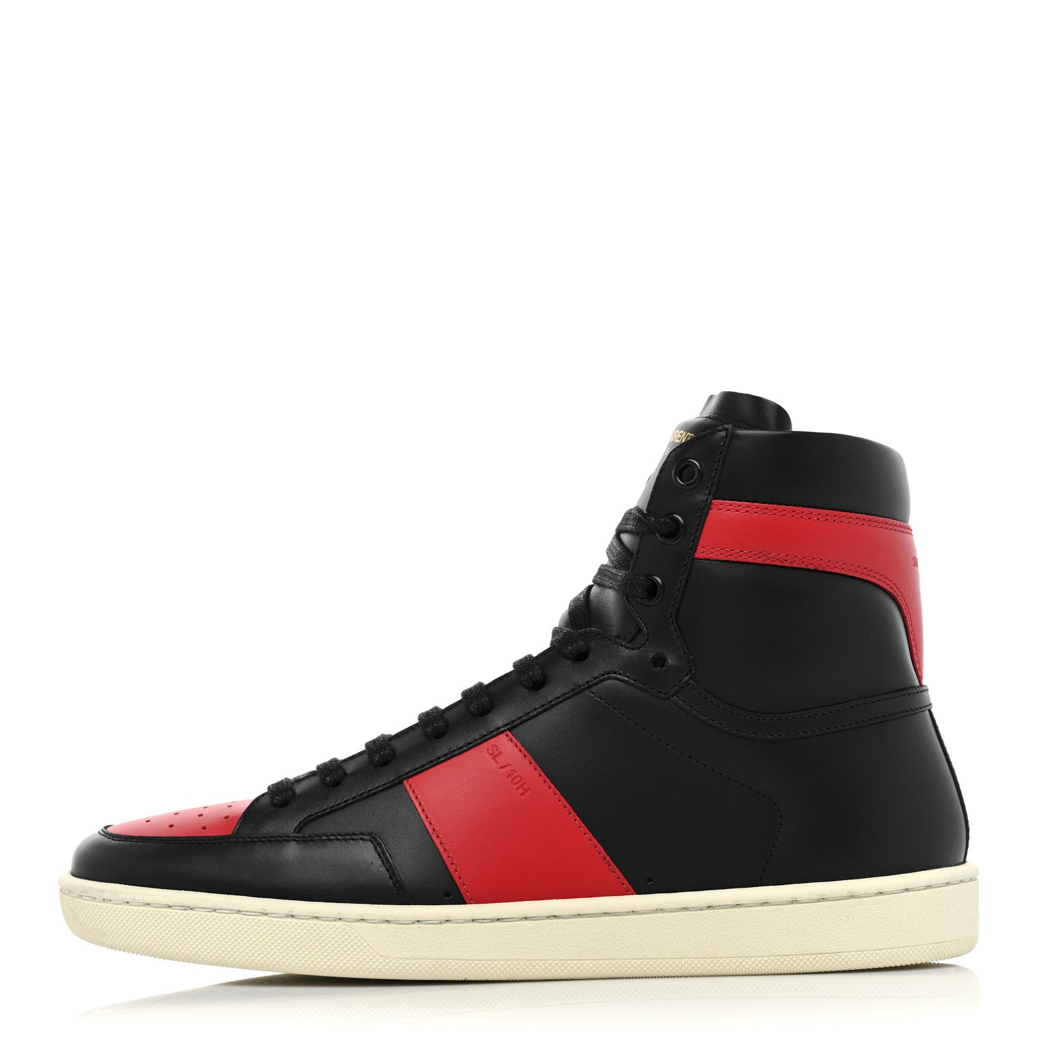 Saint Laurent Calfskin Court Classic SL/10H High Top Sneakers 40 Black Red 1 of 10