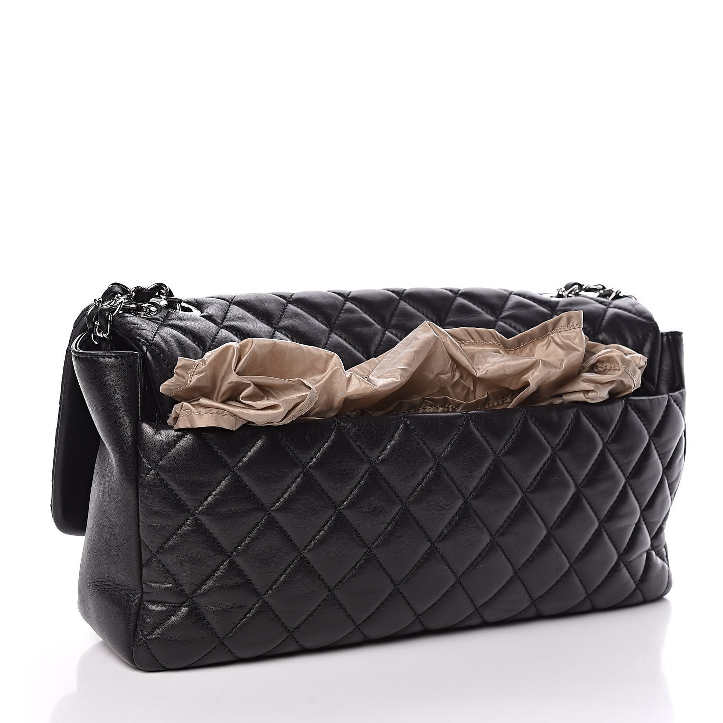 Lambskin Quilted Jumbo Coco Rain Flap Black