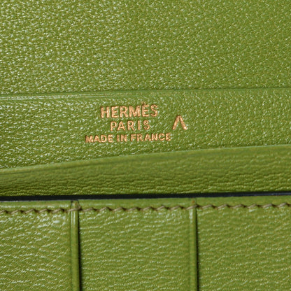 Hermes Shiny Porosus Crocodile 18K Gold Diamond Bearn Wallet Vert Anis 6 of 10
