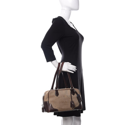 Prada Jacquard Logo Bauletto Corda Bruciato 2 of 12