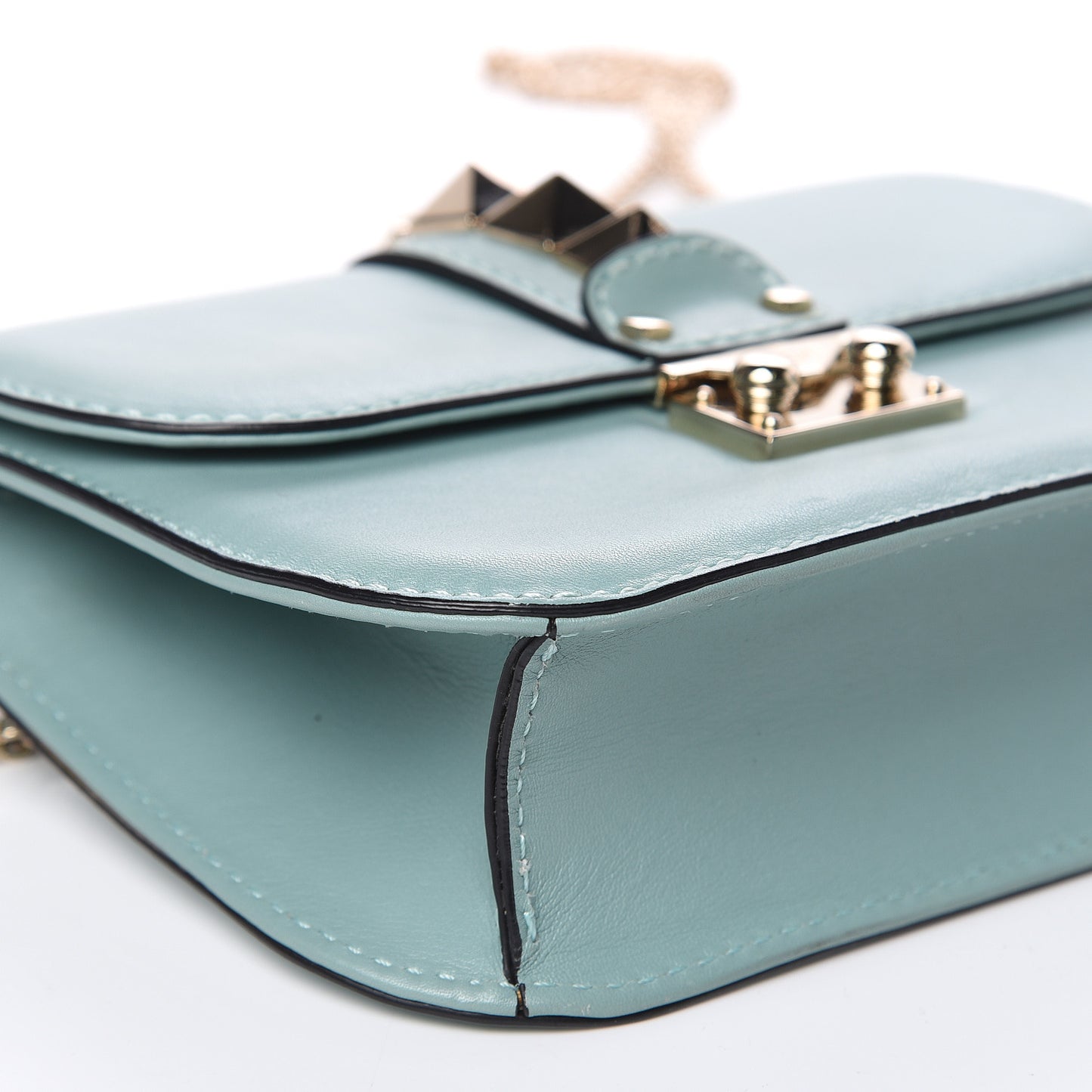 Vitello Small Glam Lock Rockstud Flap Light Blue
