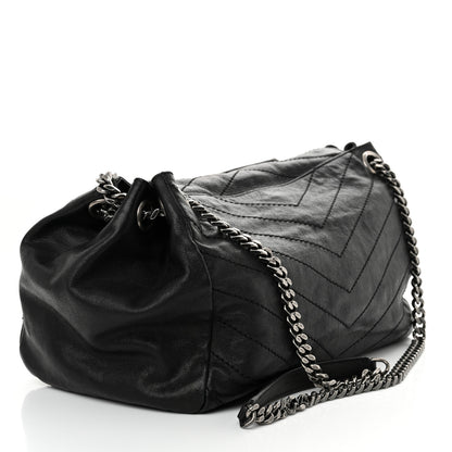 Saint Laurent Pebbled Lambskin Chevron Monogram Large Nolita Black 3 of 11