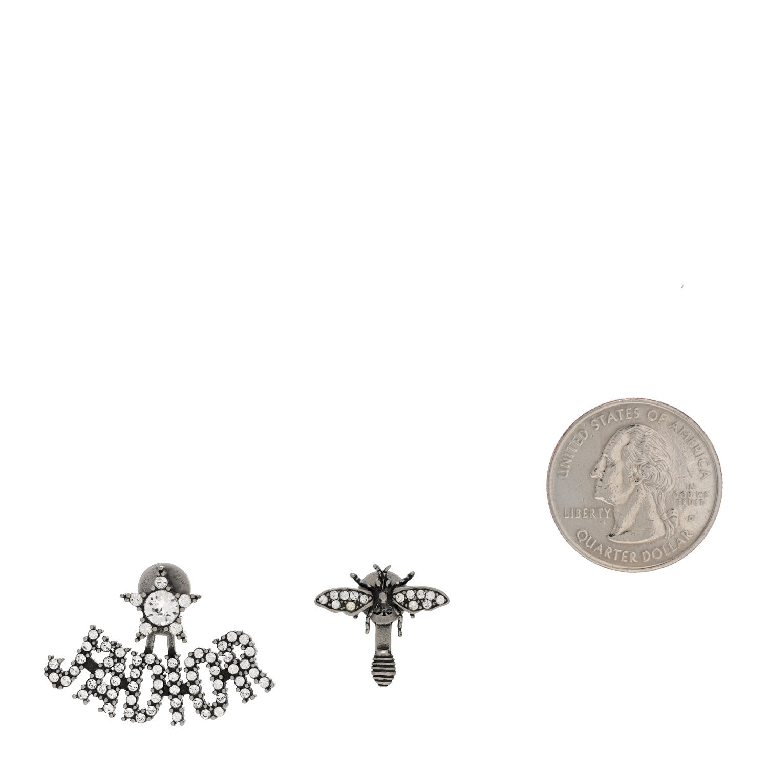 Christian Dior Metal Crystal J'Adior Earrings Antique Silver 2 of 6