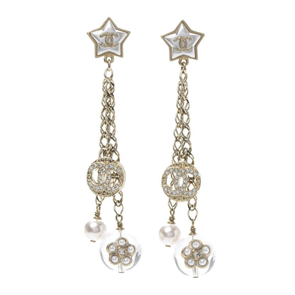 Chanel Resin Crystal CC Star Earrings Gold 1 of 5