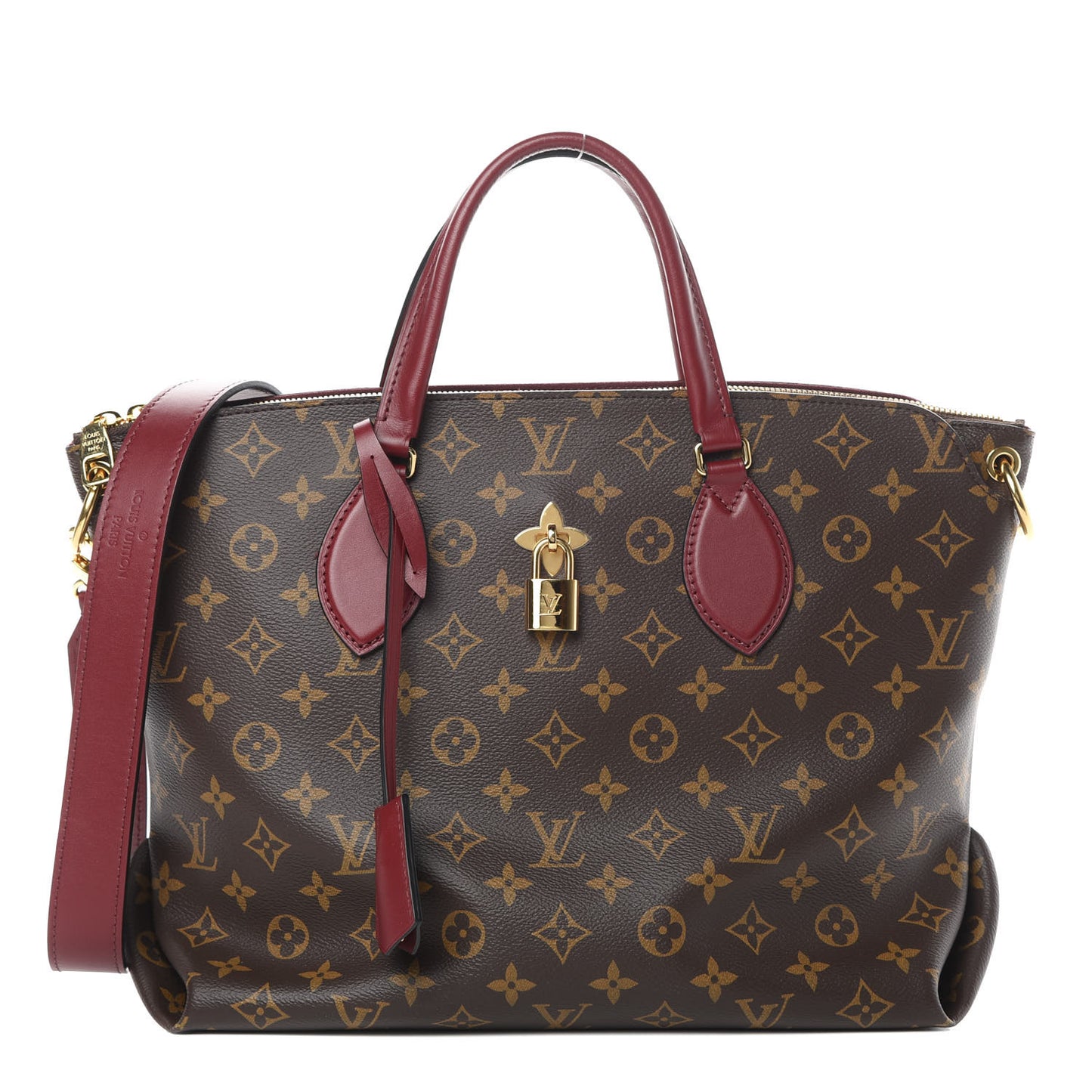 Monogram Flower Zipped Tote MM Bordeaux