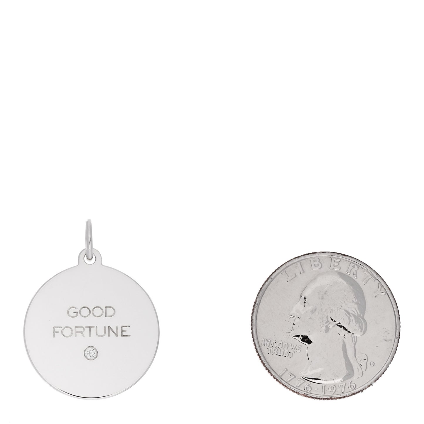 Sterling Silver Diamond Good Fortune Tag Charm